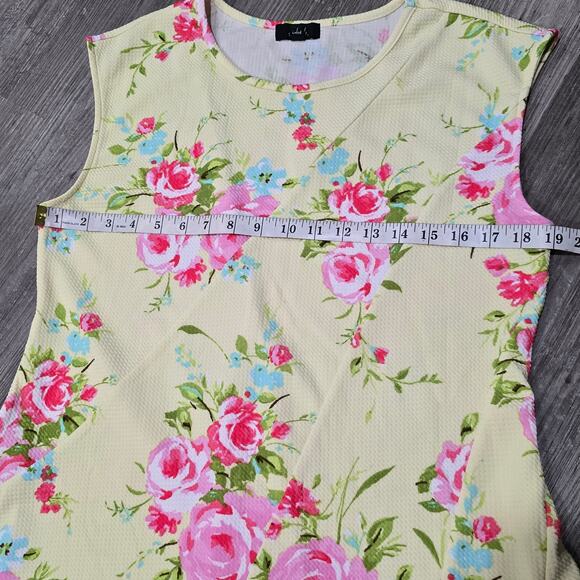 Violet B Yellow Floral Print Sleeveless Fit & Flare Dress - Picture 4 of 6